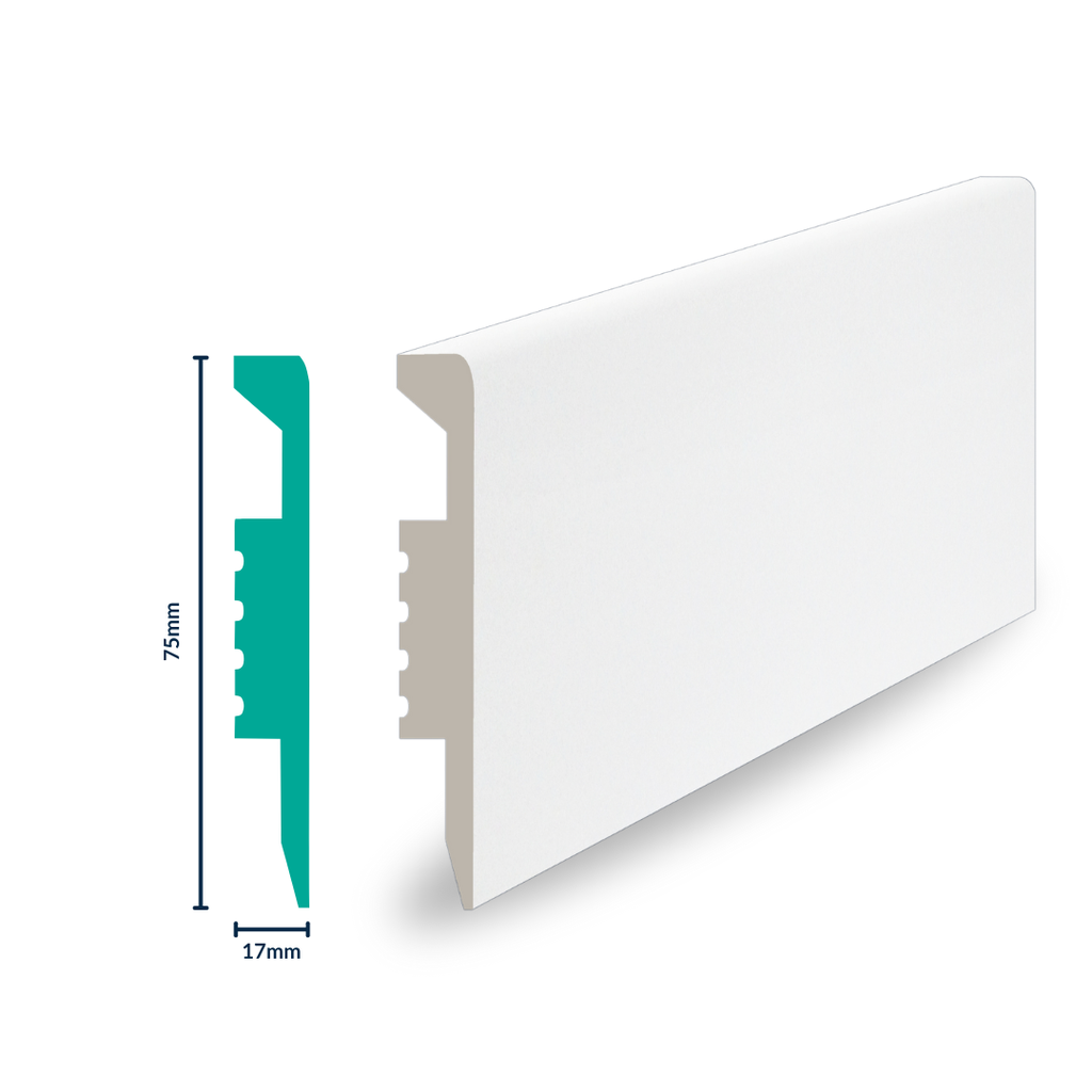 [3015W] HDPS SKIRTING H 75 X W 17 X L 2700MM WHITE