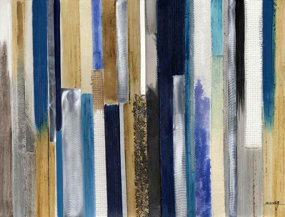 [DY020] OIL ON CANVAS ABSTRACT BLUE BEIGE WHITE1200X900MM