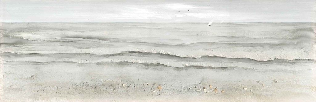 [DY028] OIL ON CANVAS BEACH SCENE 1500X500MM
