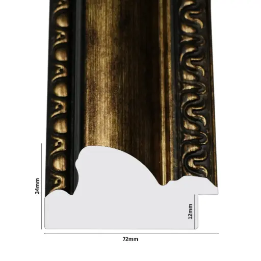 [1113A] PS Moulding W 72 X H 34 X L 2900mm Antique Gold