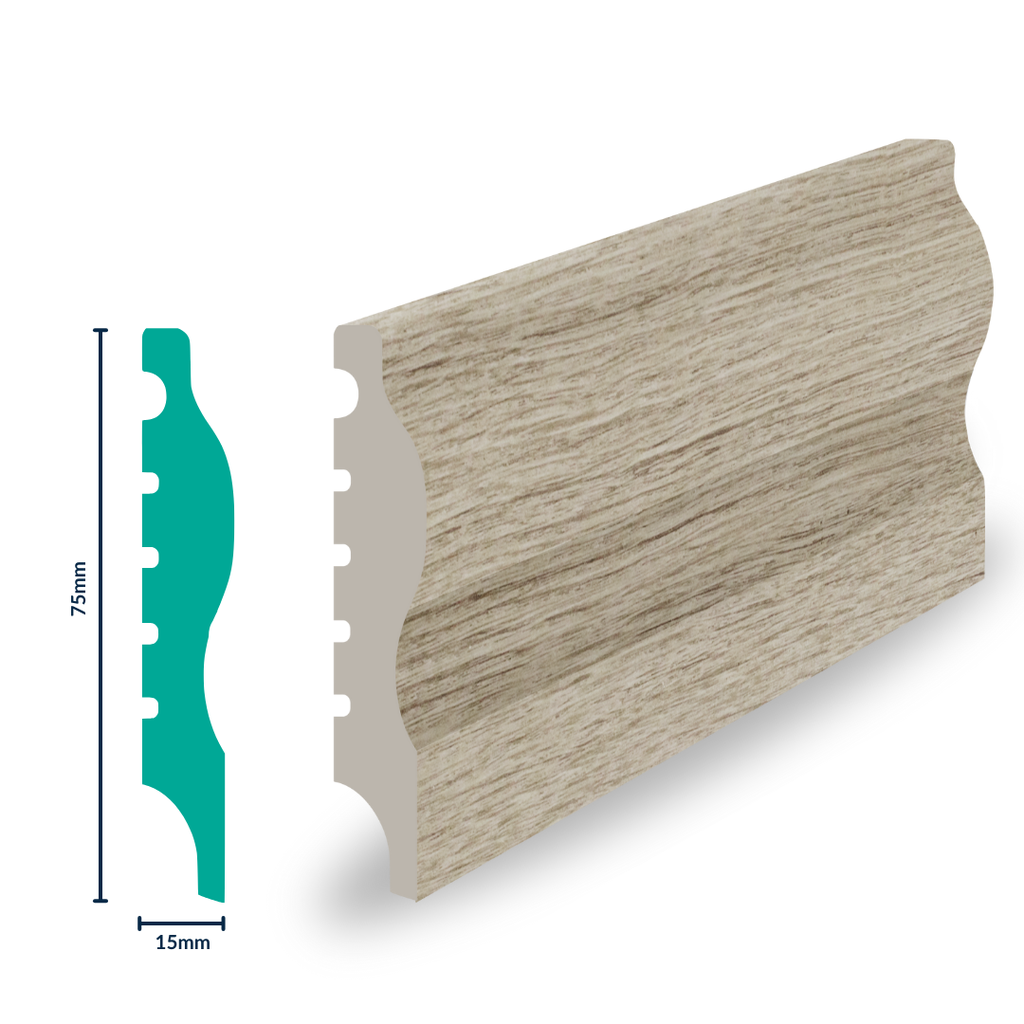 [EFECOR] HDPS SKIRTING H 75 X W 15 X L 2700MM VINTAGE PINE