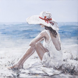 [PXYW658] Oil On Canvas Lady On Beach 1000X1000mm