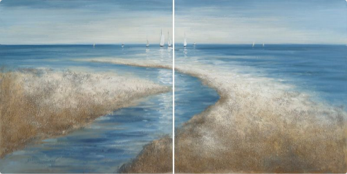 [PXYW655] OIL ON CANVAS BEACH SCENE 1000X1000MM