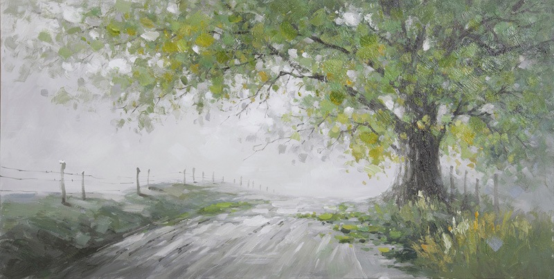 [PXYW612] Oil On Canvas Trees In Countryside 700X1400mm