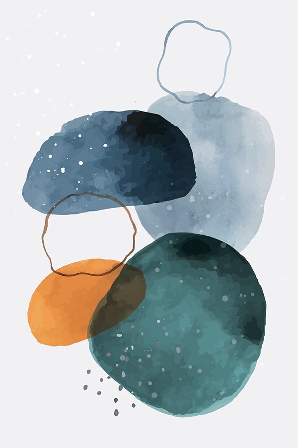 [PXM058] Print On Canvas - Abstract Blue Water Colour (600X900)