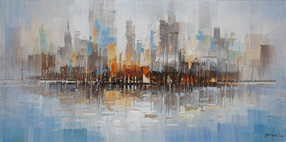 [PXYW611] OIL ON CANVAS BUILDINGS 700X1400MM