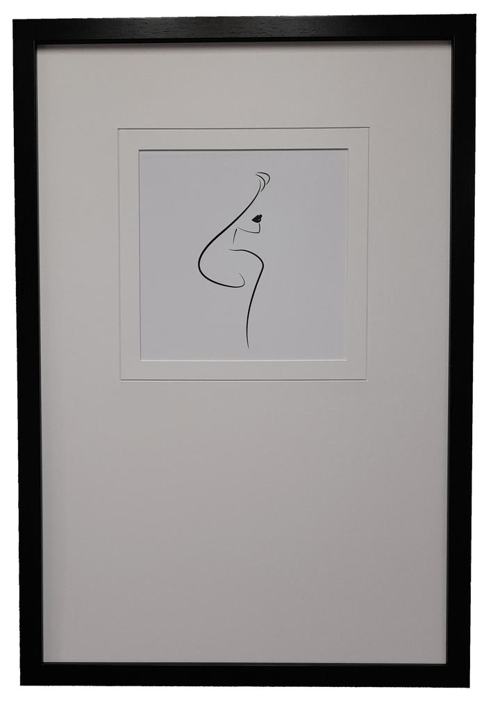 [FP316] FRAMED PRINT ABSTRACT FACE LINE DRAWING 435X635MM