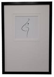 [FP316] Framed Print Abstract Face Line Drawing 435X635mm