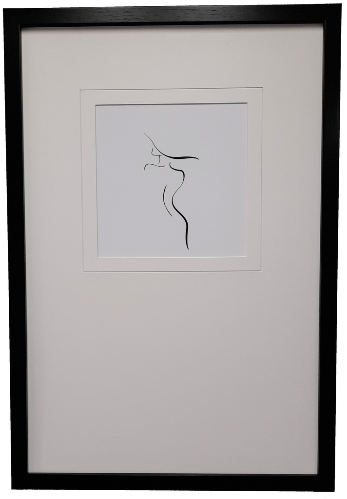 [FP317] FRAMED PRINT ABSTRACT FACE LINE DRAWING 435X635MM