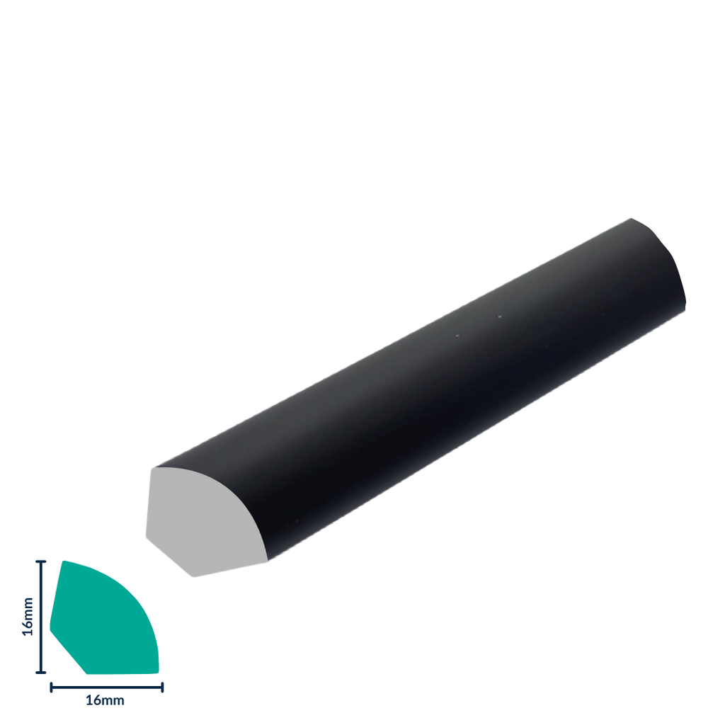 [ERP003ZP] HDPS QUARTER ROUND H 16 X W 16 X L 2700MM JET BLACK