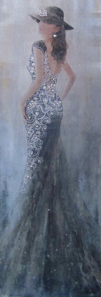 [PXYW674] OIL ON CANVAS LADY 400X1200MM
