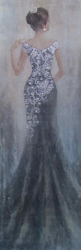[PXYW673] OIL ON CANVAS LADY 400X1200MM