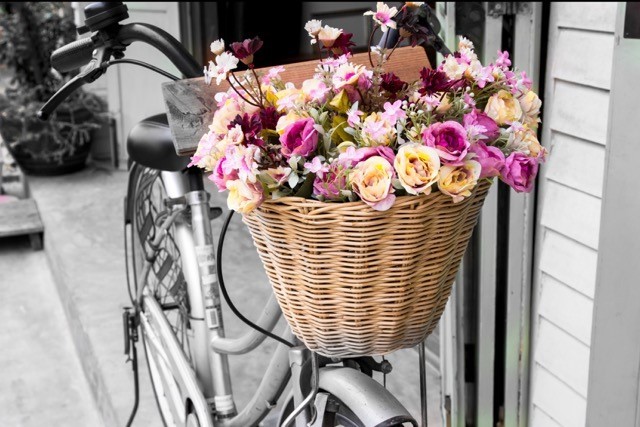 [DE115] PRINT BIKE & ROSES 900X600MM