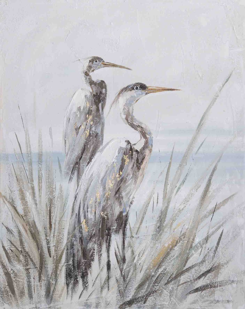 [PXYW664] OIL ON CANVAS BIRDS TWO CRANES 800X1000MM