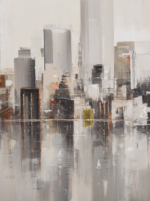 [PXYW626] OIL ON CANVAS ABSTRACT BUILDINGS 900X1200MM