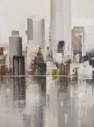 [PXYW626] Oil On Canvas Abstract Buildings 900X1200mm