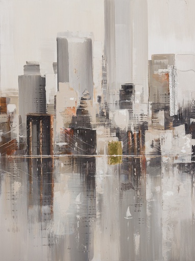 [PXYW626] Oil On Canvas Abstract Buildings 900X1200mm