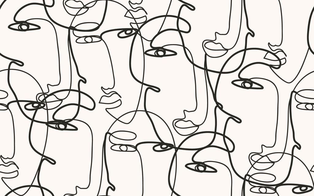 [PXM080] Print On Canvas - Continuous Line Drawing Faces  (1200X800)
