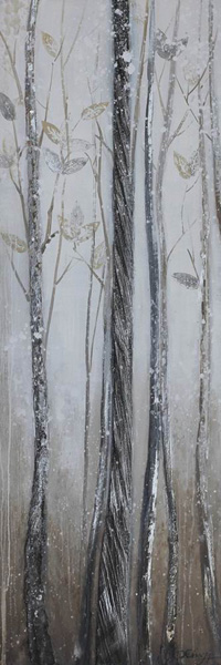 [HA105] OIL ON CANVAS ABSTRACT BLACK & SILVER 500X1500MM