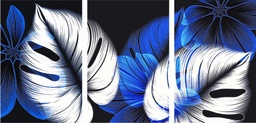 [MF113] Print On Canvas Blue Leaves 450X970mm