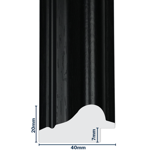 [Q921F] Q-Moulding W 40 X H 20 X L 2900mm Black