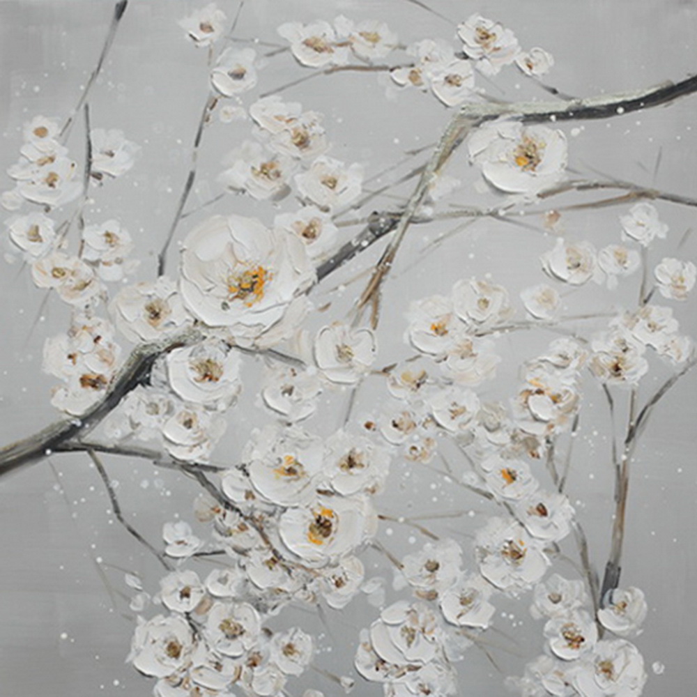[HA118] OIL ON CANVAS  FLOWERS BLOSSOMS 800X800MM