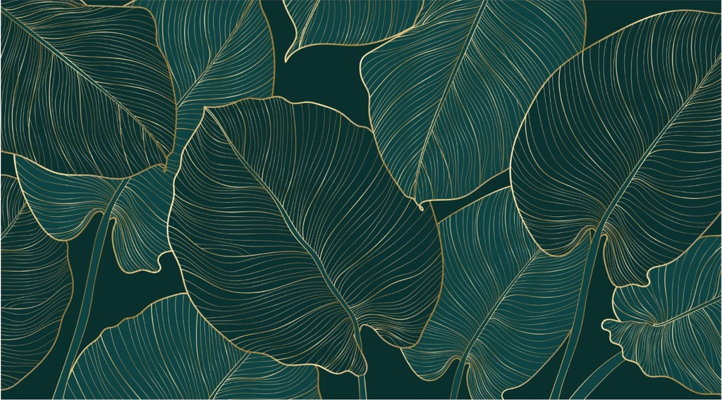 [MF125] PRINT ON CANVAS LARGE GREEN LEAVES 1800X970MM