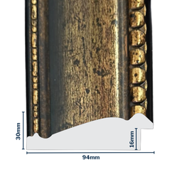 [Q920B] Q-Moulding W 94 X H 30 X L 2900mm Mottle Gold & Black