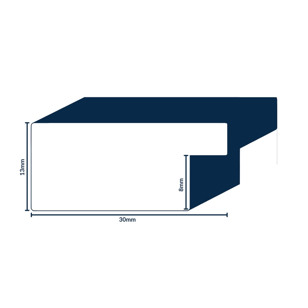 [Q922G] Q-MOULDING W 30 X H 13 X L 2900MM BRIGHT SILVER