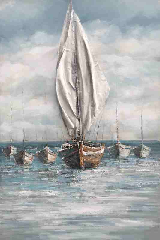 [HA132] OIL ON CANVAS BOATS 800X1200MM