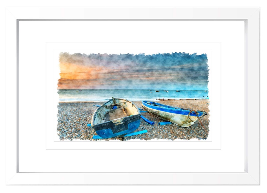 [FP278] FRAMED PRINT WATER COLOUR BOAT III 755X655MM