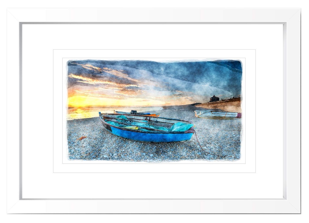 [FP279] FRAMED PRINT WATER COLOUR BOAT IV 755X655MM