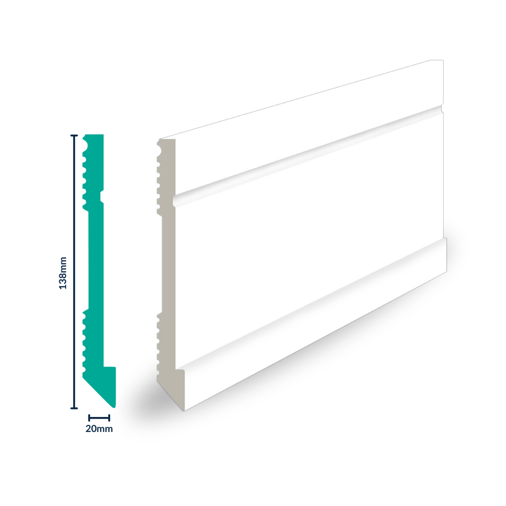 [3000W] HDPS SKIRTING H 138 X W 20 X L 2700MM WHITE