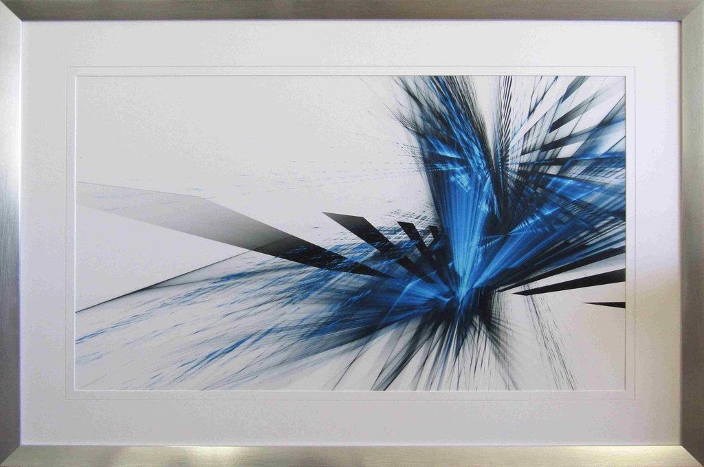 [FP289] FRAMED PRINT ABSTRACT BLUE 965X1465MM