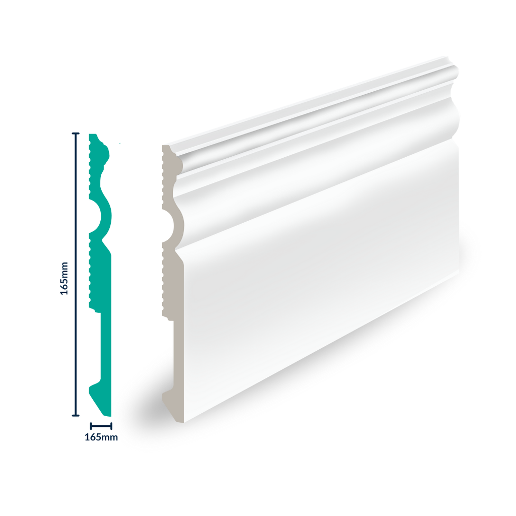 [3001W] HDPS SKIRTING H 165 X W 16 X L 2700MM WHITE