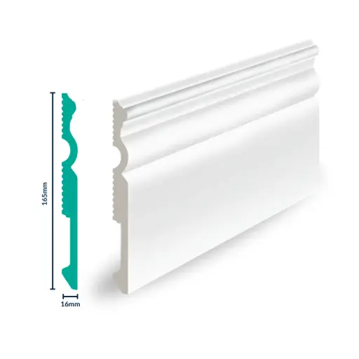 [3001W] HDPS Skirting H 165 X W 16 X L 2700mm White