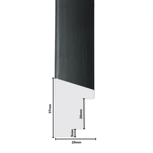 [1067F] PS Moulding W 25 X H 37 X L 2900mm Black