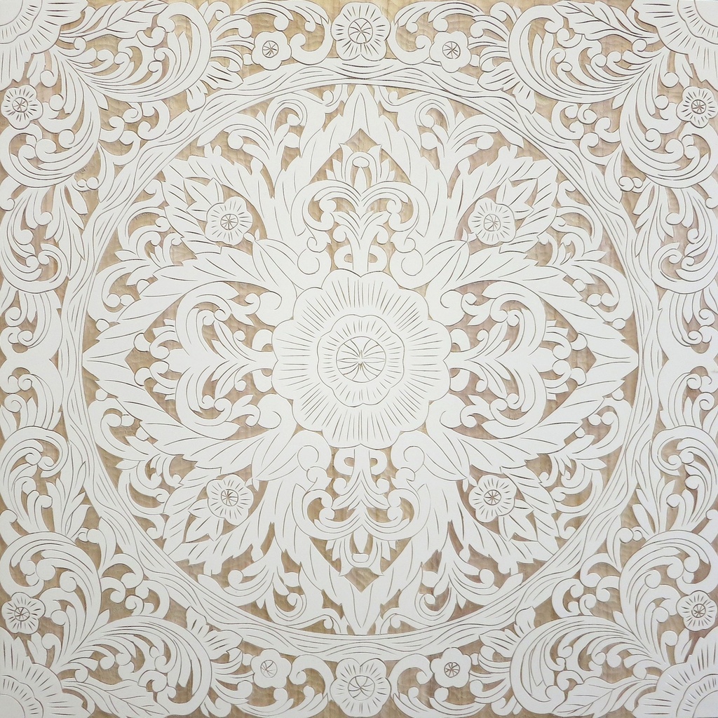 [HP087] ORIGINAL ART WOOD CARVING WHITE 1000X1000MM
