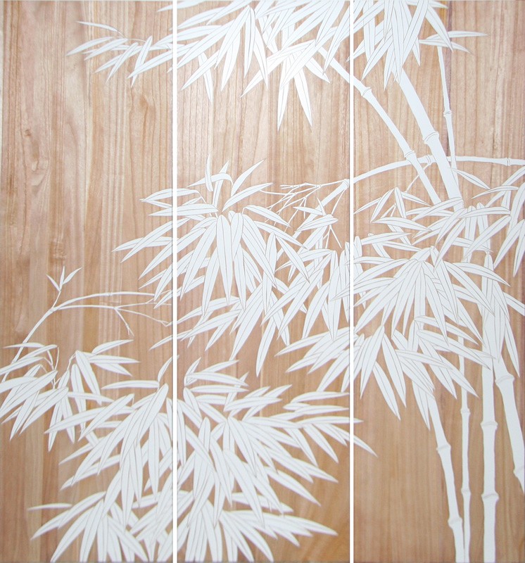 [HP066] ORIGINAL ART WOOD CARVING BAMBOO LEAVES 1500X450MM 3 PIECES