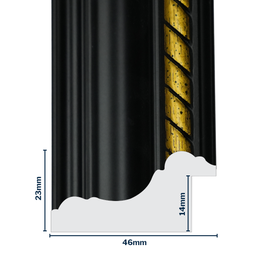 [764-PC8] Q-Moulding W 46 X H 23 X L 2900mm Black
