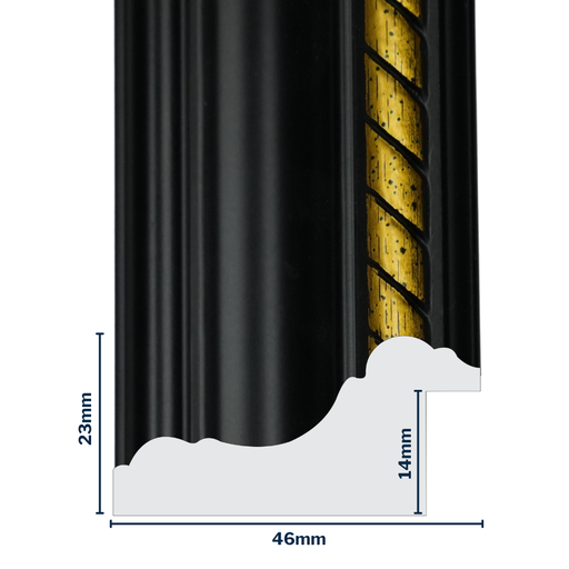 [764-PC8] Q-Moulding W 46 X H 23 X L 2900mm Black