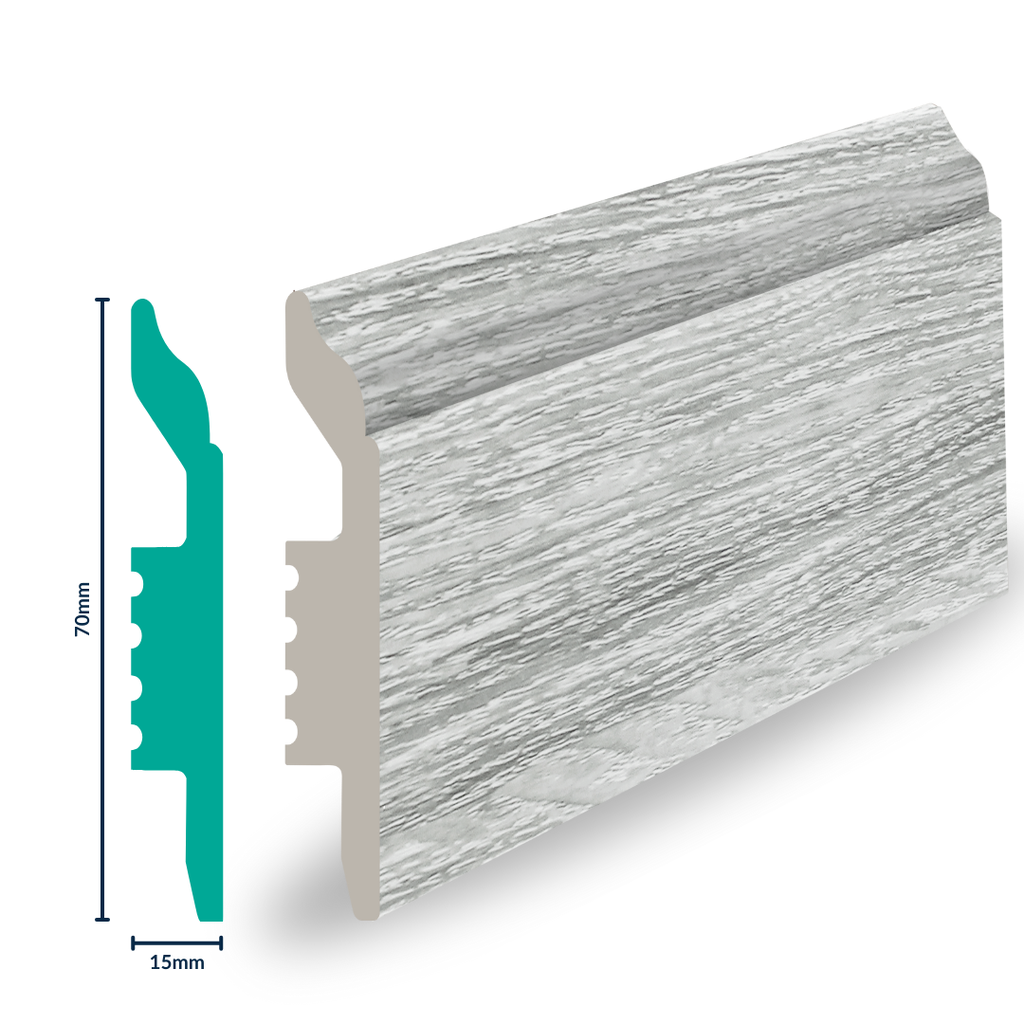 [3020ZF] HDPS SKIRTING H 70 X W 15 X L 2700MM  DOVE GREY