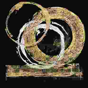 [PXFC394] OIL ON CANVAS ABSTRACT CLACK & GOLD 1000X1000MM