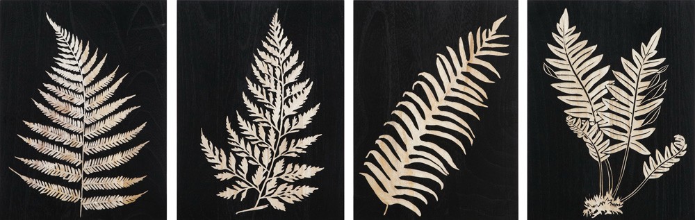 [HP077] ORIGINAL ART WOOD CARVING LEAVES 300X400MM