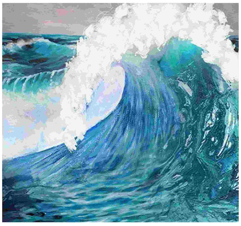 [PXFC358] OIL ON CANVAS WAVE 1000X1000MM