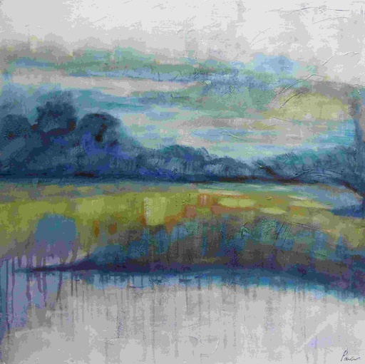 [PXFC356] Oil On Canvas Dam Mountians 1000X1000mm