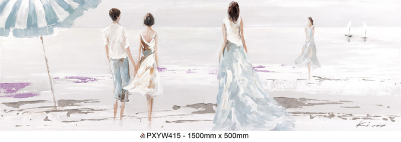 [PXYW415] Oil On Canvas Beach Scene  500X1500mm