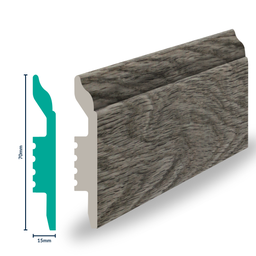 [3020P] HDPS Skirting H 70 X W 15 X L 2700mm  Grey