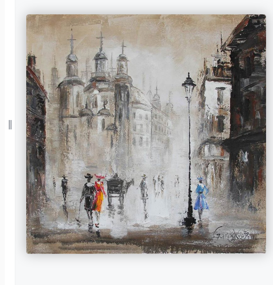 [HA086/1095I] OIL ON CANVAS STREET SCENE 1000X1000MM