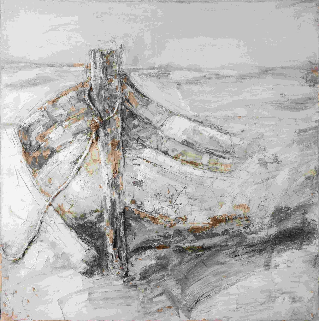 [PXYW711] OIL ON CANVAS BOAT 1200X1200MM